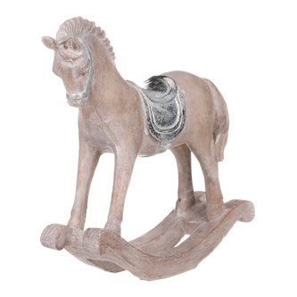 Kůň houpací, dřevěný motiv, stříbrné sedlo.