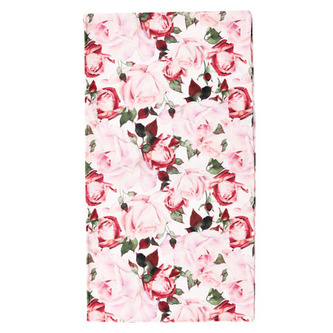 Běhoun s motivem růží, barva bílá, 40x150 cm,100 % polyester.