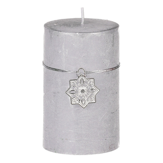 Svíčka vánoční, stříbrná barva. 245g vosku.