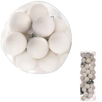 Ozdoby skleněné na drátku, barva bílá, pr.2cm, cena za 1 balení (48ks)