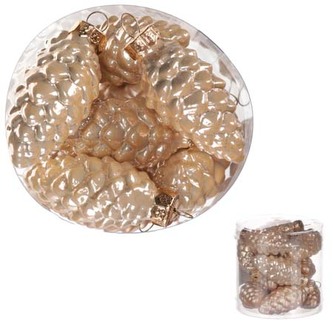 Ozdoby skleněné-tvar šišky, krémové, pr. 5,5 cm, cena za 1 balení (13 ks)