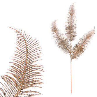 Kapradí, barvá zlatá s glitry.