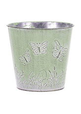 Obal na květiny, kovový, barva zelená.