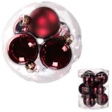 Ozdoby skleněné, barva tm.červená, pr.7cm, cena za 1 balení (9 ks)