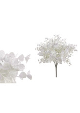 Eukalyptus, květina umělá plastová, barva bílá ojíněná.