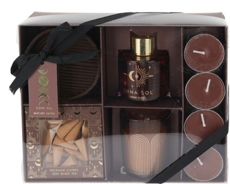 Sada vůní - vonný difuzér, svíčky, cementová podložka, vonný kužel, vůně Luna sol