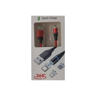 PremiumCord Magnetický micro USB a USB-C nabíjecí a datový kabel 1m, červený