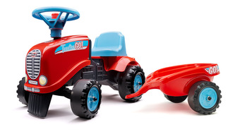 Odstrkovadlo - traktor Go Farm červené s volantem a valníkem Odstrkovadlo - traktor Go Farm červené s volantem a valníkem