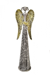 Plechový anděl Deco champagne-silver 40 cm