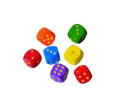 Kostky hrací lisované barevné 16 mm - 1 KS