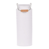 Váza kovová, bílá barva.