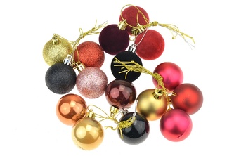 Vánoční kouličky, zlatá a purpurová barva - Set 16ks 40mm