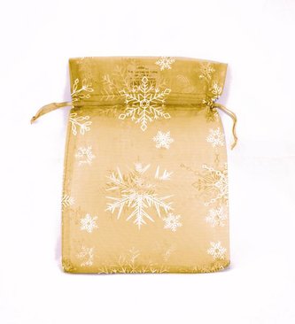 SÁČEK ORGANZA 15X20CM, HVĚZDY, ZLATÁ