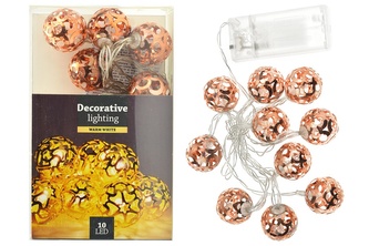 Svítící koule na baterie DECORATIVE II 10LED (120x2.5cm) - Měděné, teplá bílá