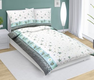 Povlečení flanelové - tyrkysový květ s pruhem - 140x220, 70x90 cm Povlečení flanelové - tyrkysový květ s pruhem - 140x220, 70x90 cm