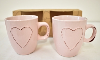 Hrnek Srdce sada 2ks, růžový II. jakost