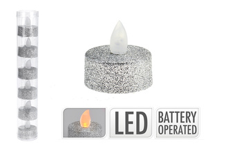 LED čajová svíčka 6ks - Stříbrná