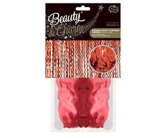 Kurtyna spirale metaliczna czerwona 100x200cm