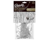 Party závěs metalický stříbrný - spirály 100 x 200 cm