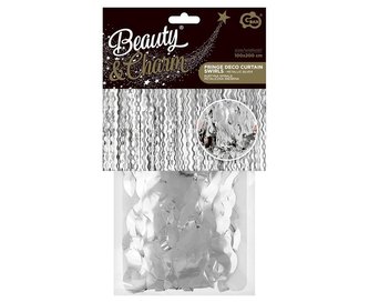 Party závěs metalický stříbrný - spirály 100 x 200 cm