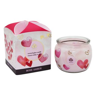 ARÔME Svíčka 90 g, ve skle a flower boxu, Love, Rose Amber