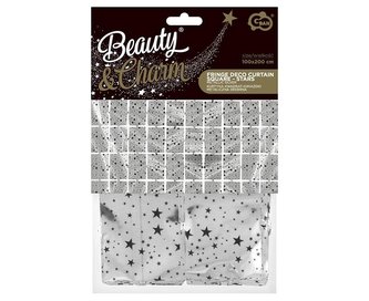 Kurtyna B&C gwiazdki metaliczna srebrna 100x200cm