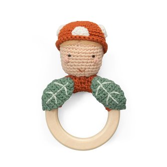 Háčkované chrastítko na dřevěném kroužku, Pixie