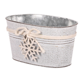 Obal kovový-truhlík, s dřevěnou vločkou.