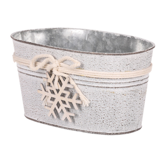 Obal kovový-truhlík, s dřevěnou vločkou.