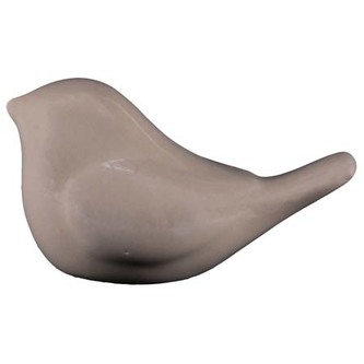 Ptáček keramický, lesklá šedá barva.