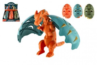 Dinosaurus/Drak vajíčko plast 10x14cm na baterie se světlem 3 barvy 9ks v boxu