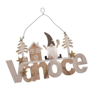 Dřevěná závěsná vánoční dekorace, 12/72