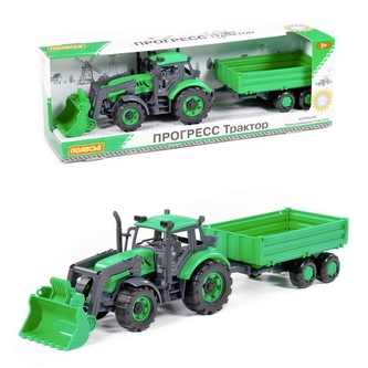 Traktor s přívěsem a radlicí Traktor s přívěsem a radlicí