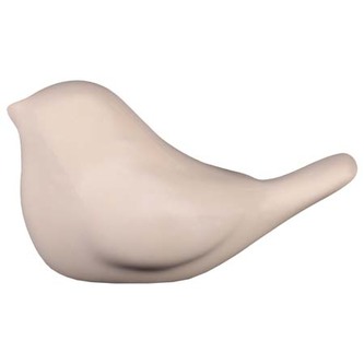 Ptáček keramický, lesklá bílá barva.