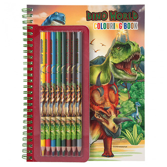 Omalovánka | Dino World Colouring Book, 8 pastelek