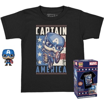 Funko pocket POP & Tee: Marvel - Captain America (velikost L)