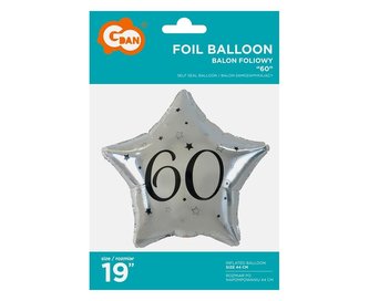 Balon foliowy 60-tka gwiazda srebrna