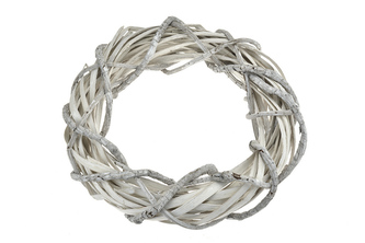 Proutěný věnec bílý kombinovaný 25 cm