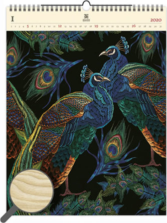 Luxusní dřevěný kalendář 2020 Peacocks