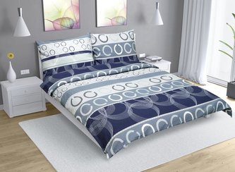 Povlečení krepové na dvoudeku - modrošedé kruhy - 1x 240x200, 2ks 70x90 cm Povlečení krepové na dvoudeku - modrošedé kruhy - 1x 240x200, 2ks 70x90 cm