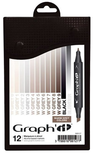 Graph´it Set alkoholových popisovačů, 12ks – Warm Grey
