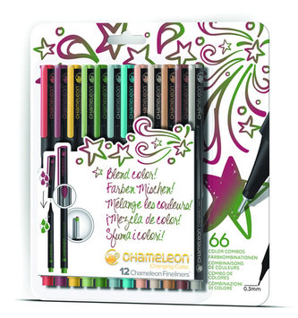 Set Chameleon Fineliner - detailní popisovače, 12ks - syté tóny