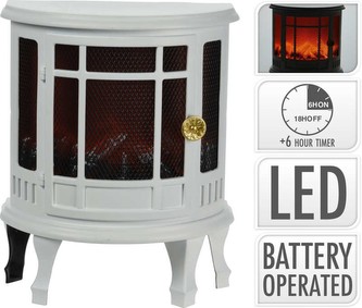 Elektrický krb s LED plameny 24 x 30 cm bílá