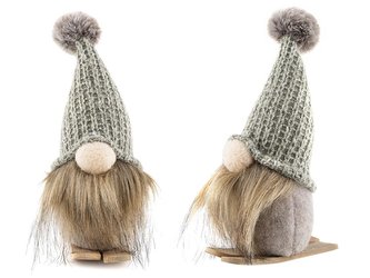 SANTA DEKORACE SKŘÍTEK NA LYŽÍCH 23CM