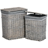Koš na prádlo proutěný s látkou, sada 2ks, barva šedá
