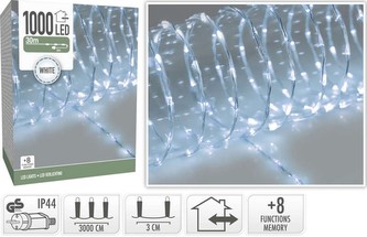 Vánoční světelný řetěz studená bílá 1000 LED / 30 m