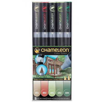Set Chameleon tónovací fixy, 5ks - přírodní tóny