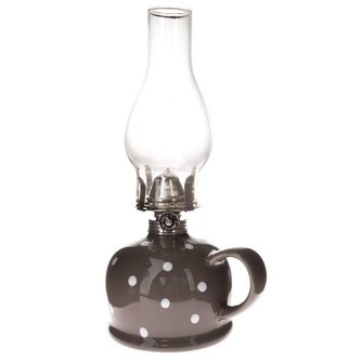 Petrolejová lampa - šedá s bílými puntíky, 0/9