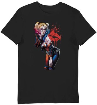 Pánské tričko DC Comics|Harley Quinn: Polibek (M) černá bavlna