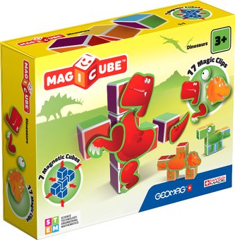 GEOMAG Magicube Magnetická stavebnice Dinosauři 7 kostek 17 klipů